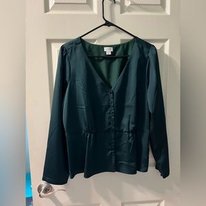 J Crew Green Silk Blouse